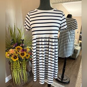 Bellamie • Navy White Striped Mini Dress